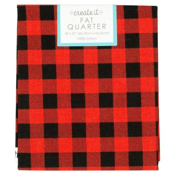 Create It Red Buffalo Check Sewing Fabric Fat Quarter 18 x 21-inch Cotton Craft - Picture 1 of 4